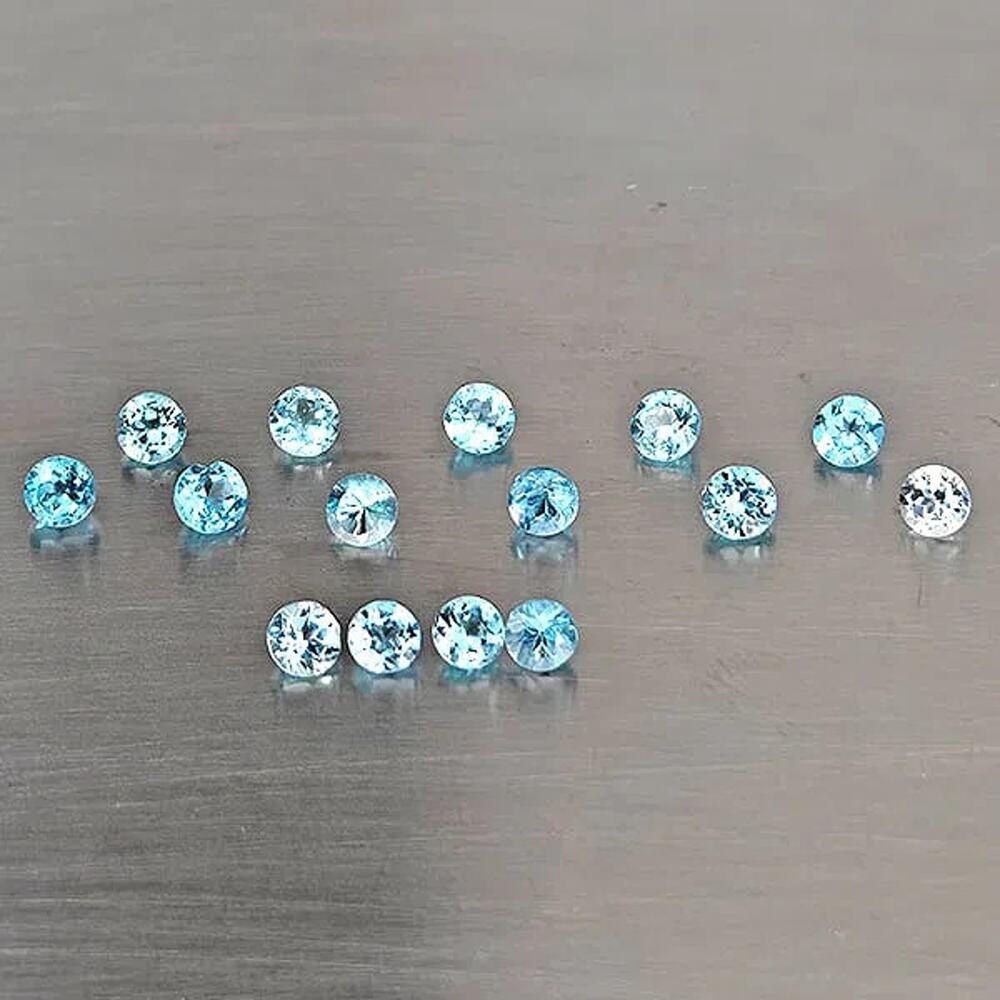Natural Blue Topaz 2.88ct 15pc Round 3-3.2mm Mixed Size